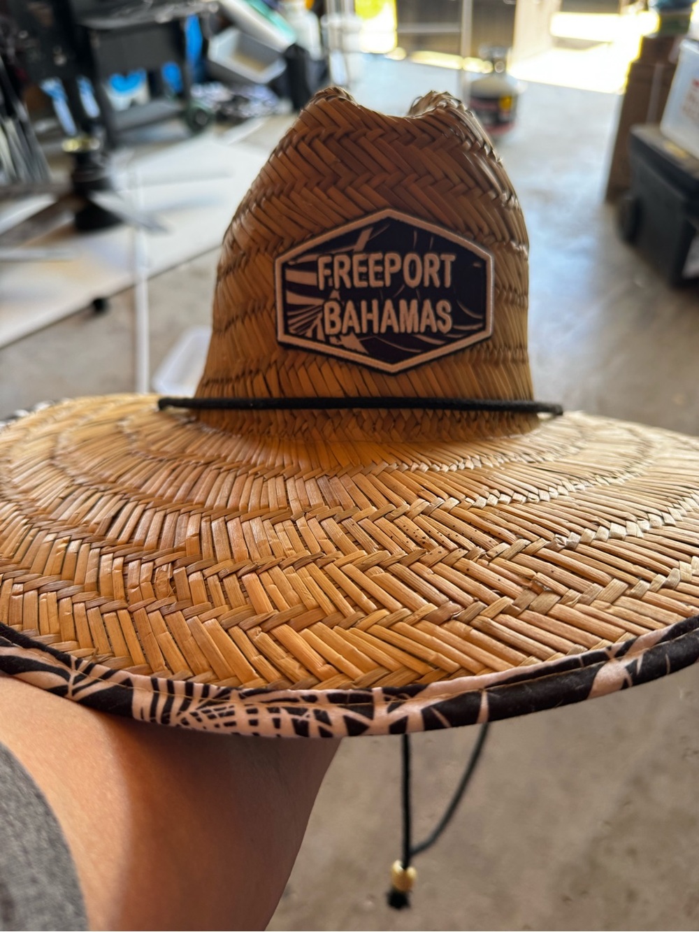Lucky Brand Natural Straw Sun Hat with Black Patch